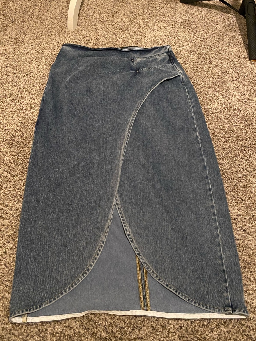 Denim Tulip Wrap Midi Skirt - Blue Jean Look by Halara Size M